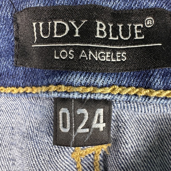 Judy Blue Womens Distressed Skinny Jeans Frayed Hem Medium Wash - Picture 9 of 14